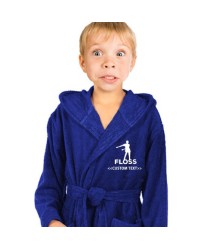 A Gamer FLOSS with your  Custom gamer TAG Embroidery on Kids Hooded Terry Bathrobe